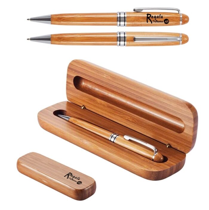 bolígrafo bambú estuche