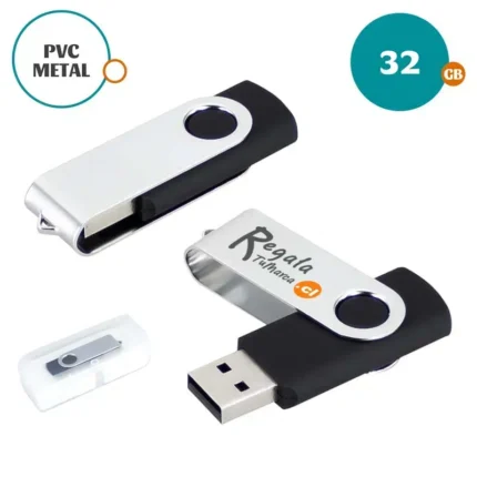 USB Pendrive 32GB, Pendrive 32GB, Pendrive GIRATORIO 32GB, Pendrive GIRATORIO 32GB NEGRO, Pendrive 32GB PVC, Pendrive 32GB TAPA METÁLICA, Pendrive 32GB PVC NEGRO, Pendrive 32GB EN CAJA, USB Pendrive 32GB PVC METÁLICO GIRATORIO CON CAJA COLOR NEGRO